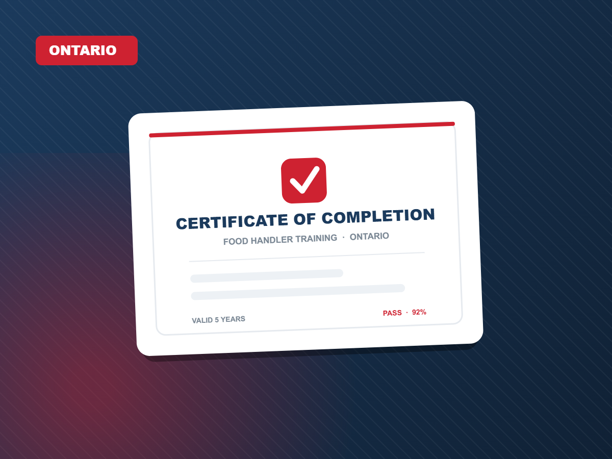 Ontario food handler certificate of completion